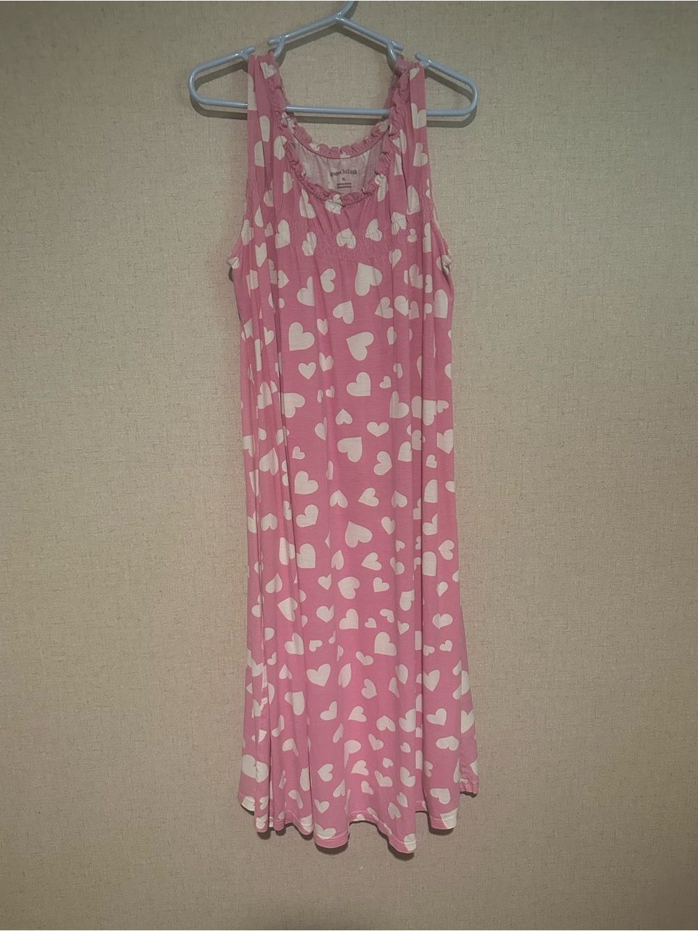 Garnet Hill XL Pink and White Heart-Print Tank Dress